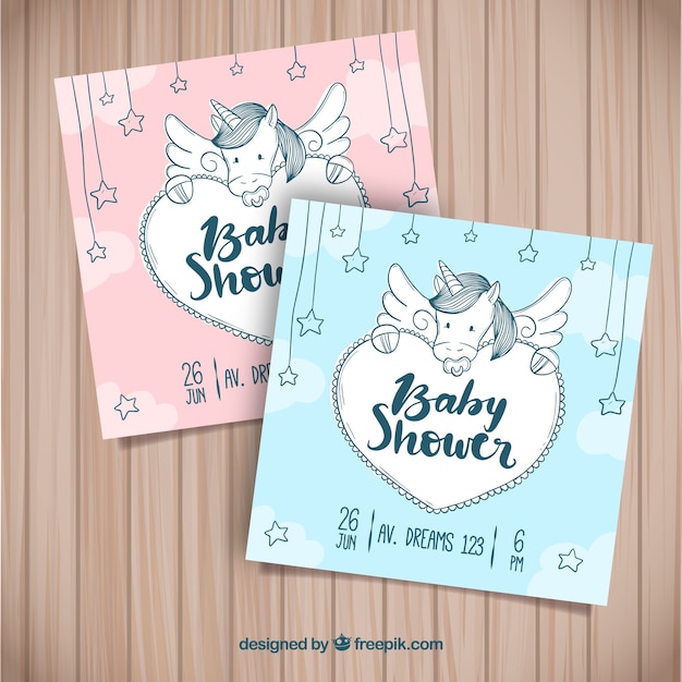 Download Baby shower invitation in hand drawn style | Free Vector