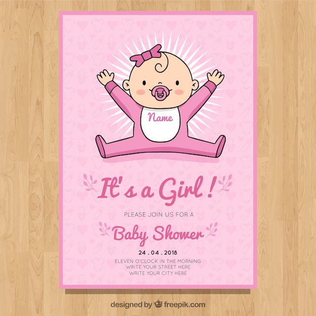 Download Free Vector | Baby shower invitation in hand drawn style