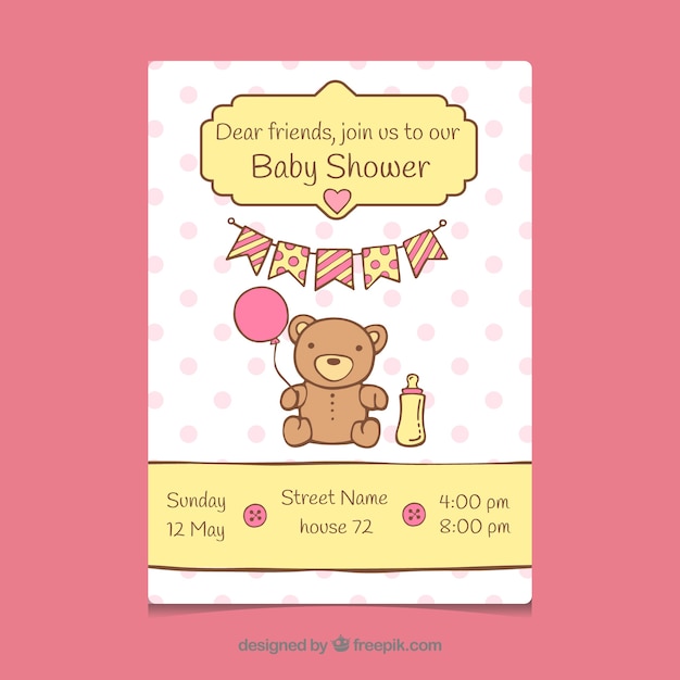 Download Baby shower invitation in hand drawn style Vector | Free Download
