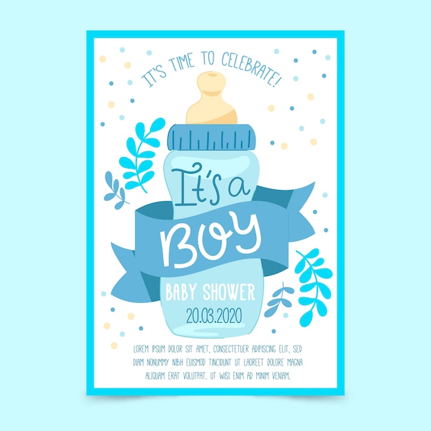 Premium Vector Baby Shower Invitation Template For Boy