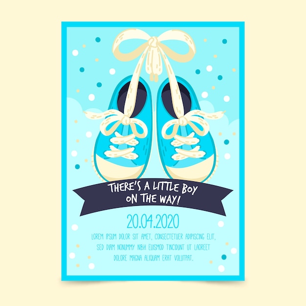 Free Vector Baby Shower Invitation Template For Boy