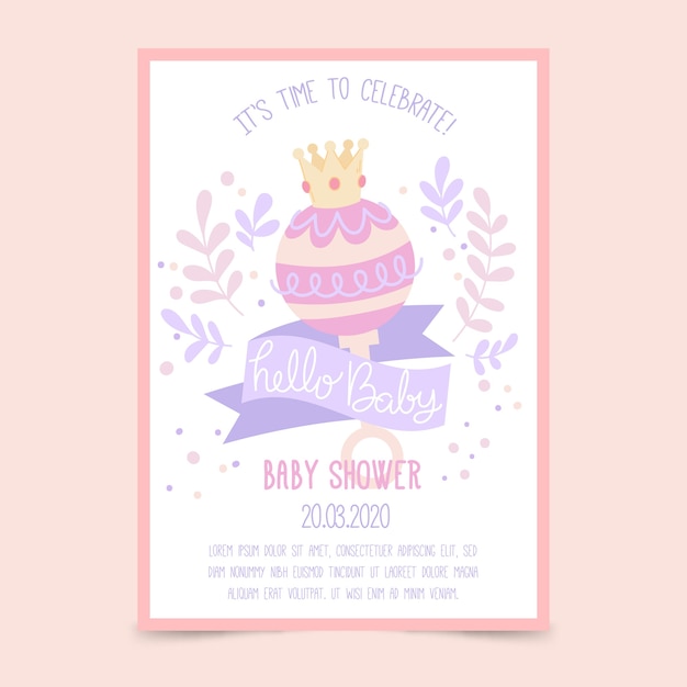 Download Free Vector | Baby shower invitation template for girl