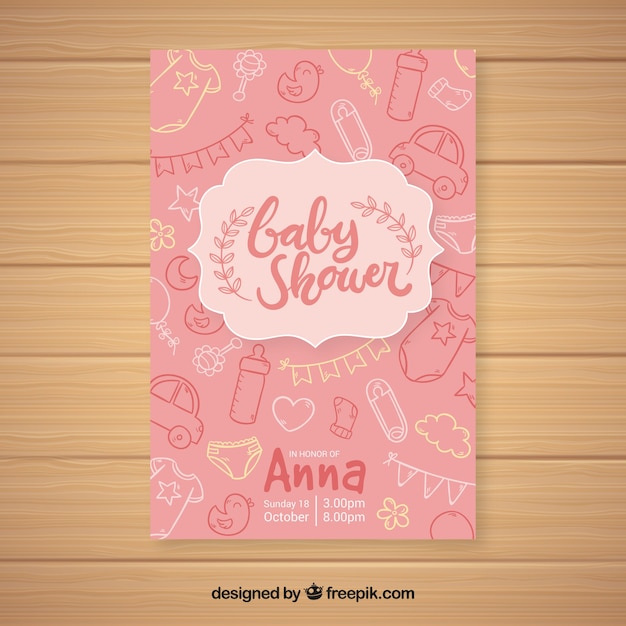 Download Free Vector | Baby shower invitation template in hand ...