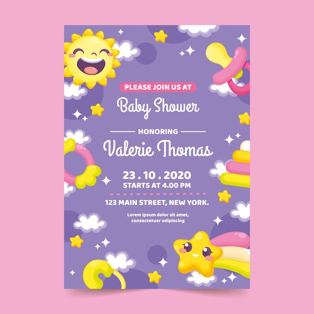 Download Baby shower invitation template | Free Vector