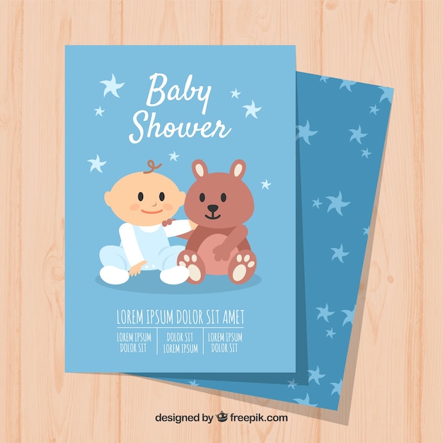 Download Free Vector | Baby shower invitation with cute boy