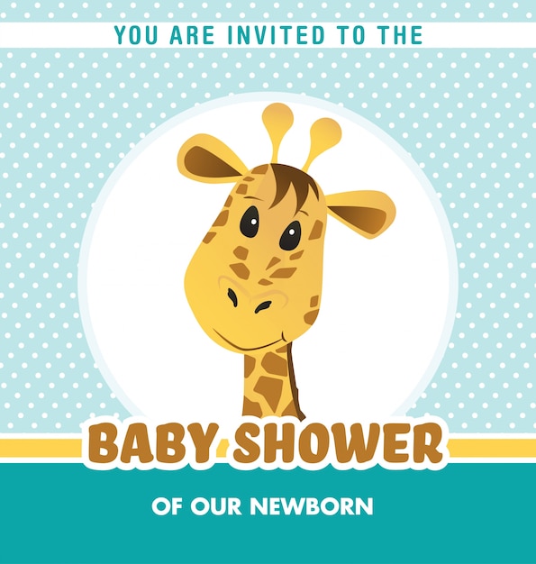 Baby shower invitation with cute giraffe