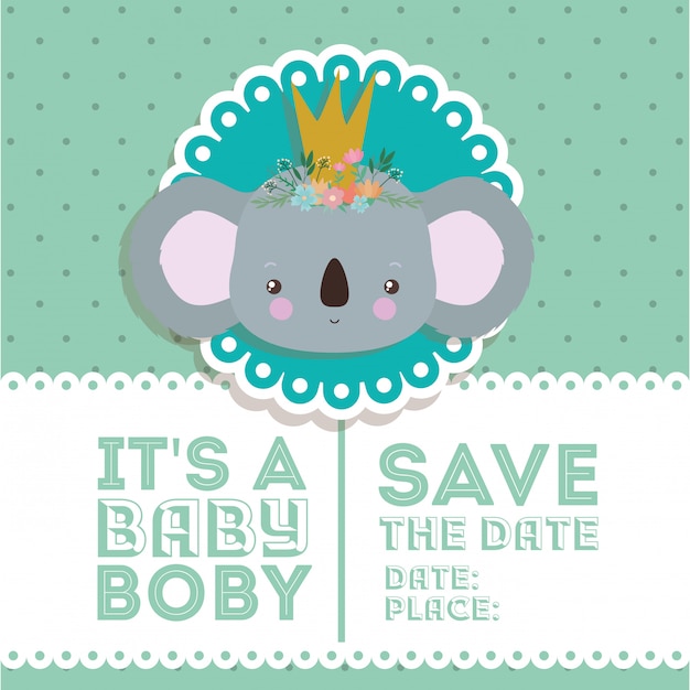 Premium Vector Baby Shower Invitation With Koala Cartoon