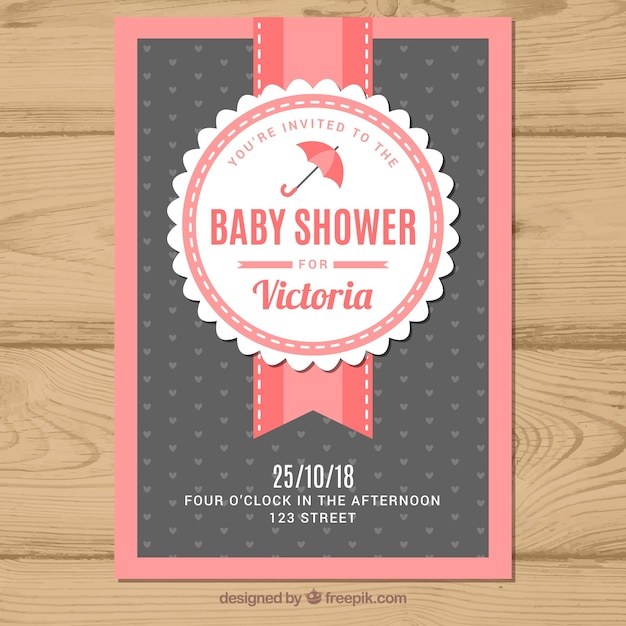 Download Free Vector | Baby shower invitation with pattern in flat ...