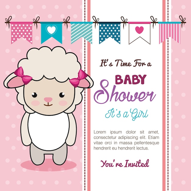 Download Baby shower invitation with stuffed animal | Premium Vector