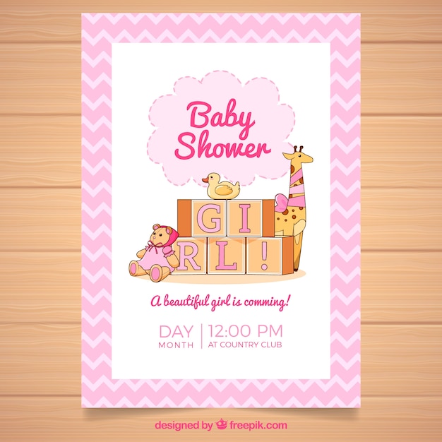 Baby shower invitation with toys
