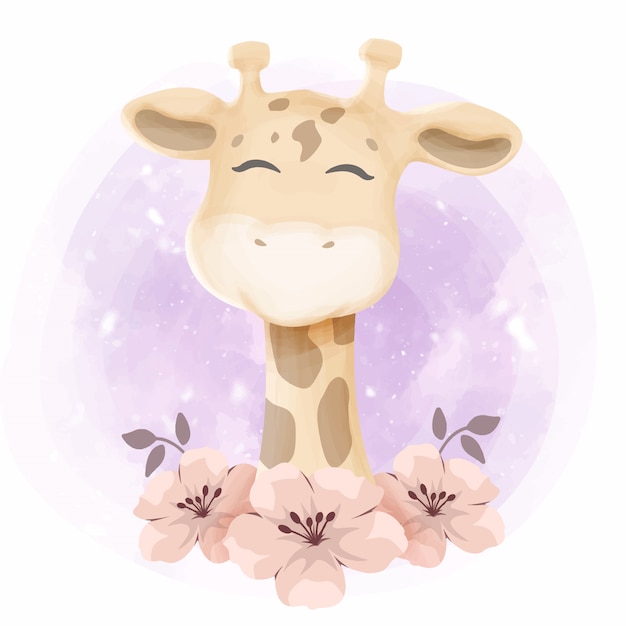 Baby shower little cute giraffe Vector | Premium Download