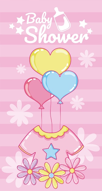 Download Baby shower pink card vector illustration graphic design ...