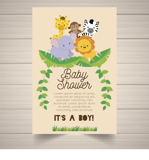 Download Baby shower safari invitation | Premium Vector