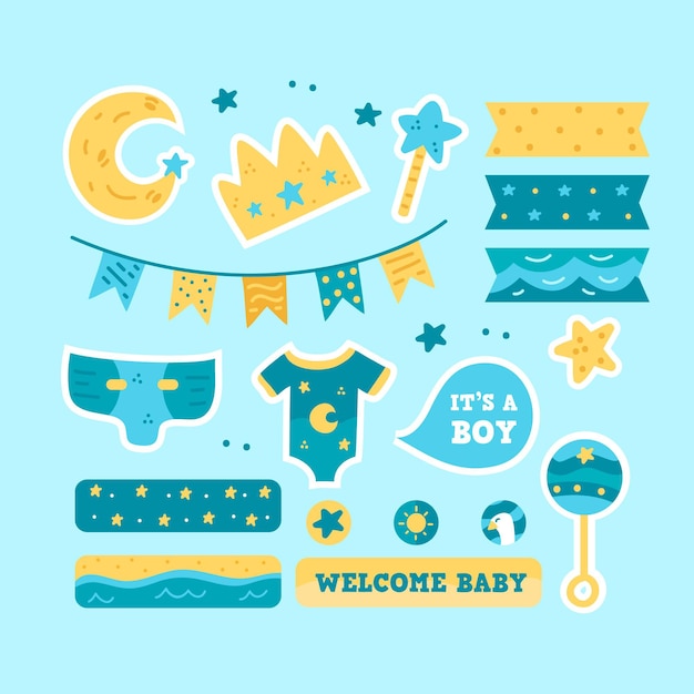 Free Vector Baby Shower Scrapbook Collection