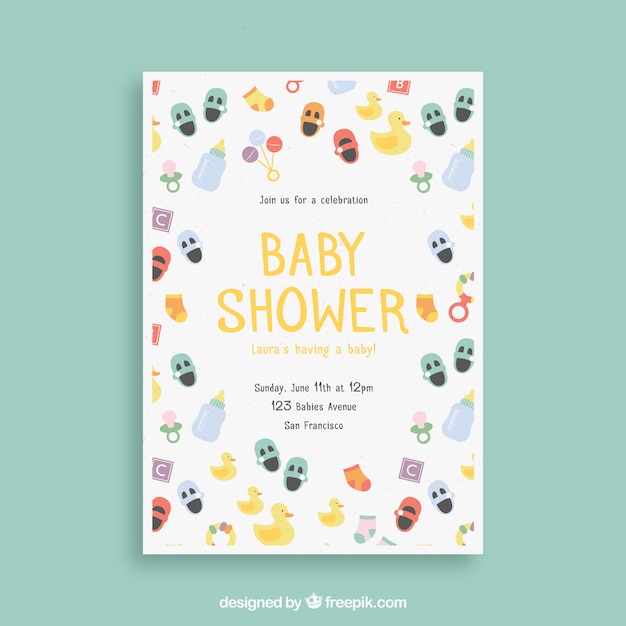 Baby shower template with elements
