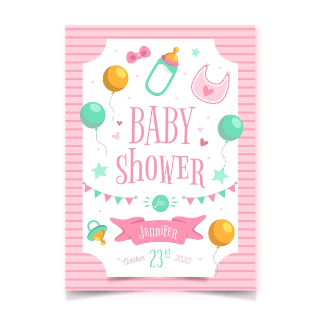 Download Baby shower theme for invitation template | Free Vector
