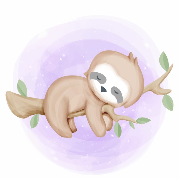 Premium Vector Baby Sloth In The Tree