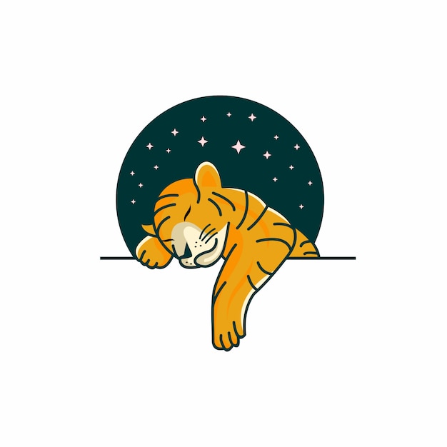 Download Baby tiger sleeping logo template | Premium Vector