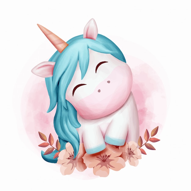 Download Premium Vector | Baby unicorn smile cute watercolor