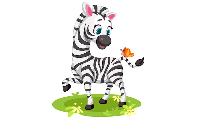 Download Free Vector | Baby zebra drawing playing with butterfly