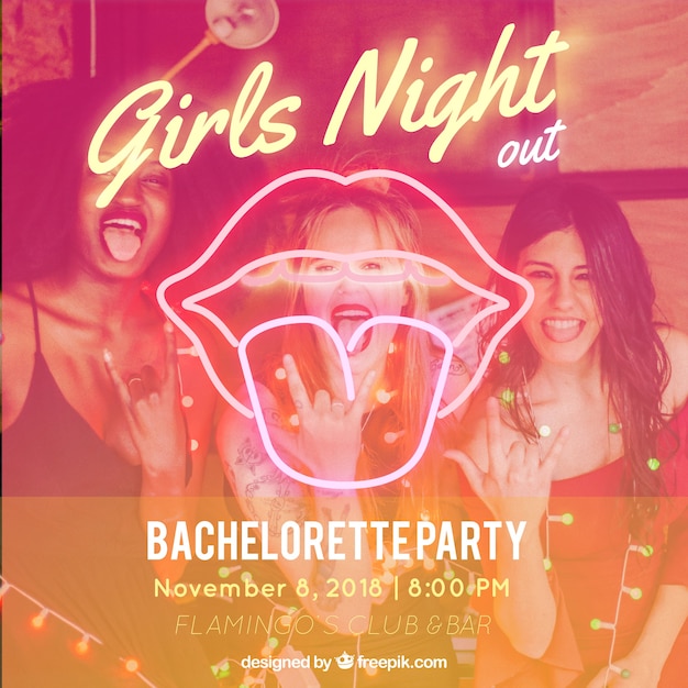 Bachelorette party background with neon mouth Vector | Free Download