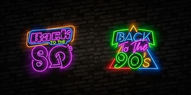 Premium Vector | Back To 80's Neon Sign, Emblem.