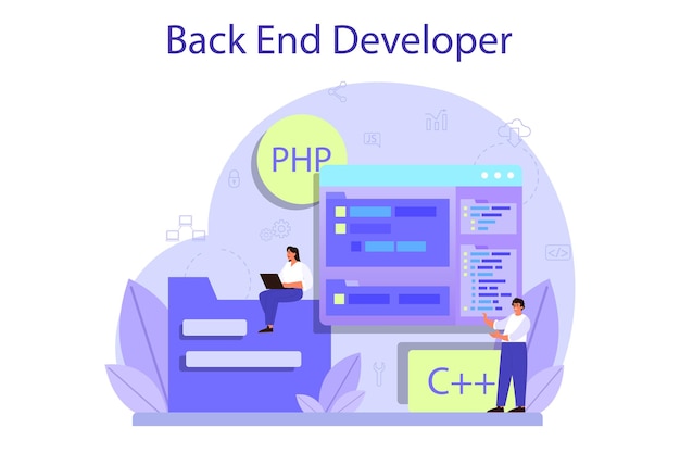 Premium Vector | Back end development concept. software development ...