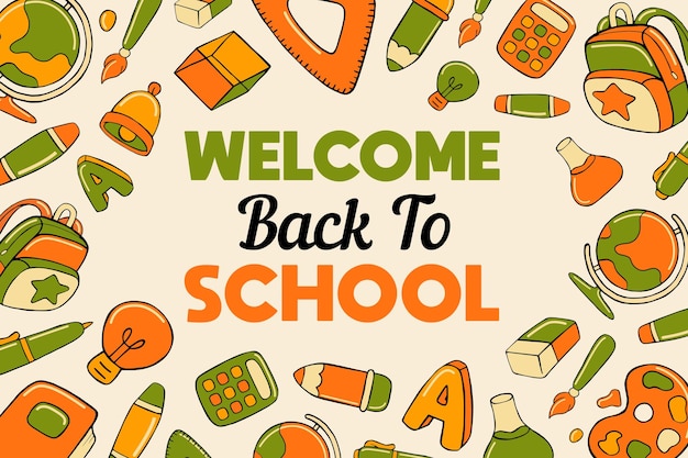 Premium Vector | Back to school background in cartoon style