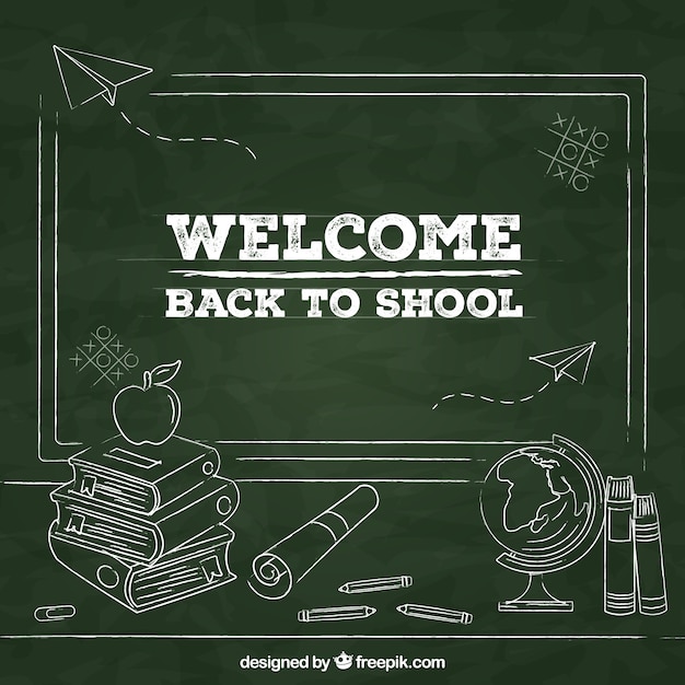 Back to school background with blackboard style Free Vector