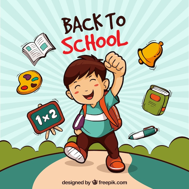 Premium Vector | Back to school background with boy