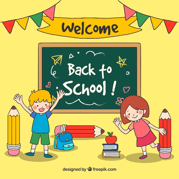 Free Vector | Back to school background with children