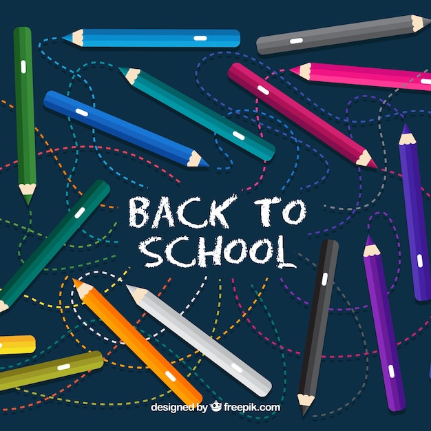 Free Vector | Back to school background with colored pencils