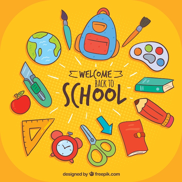 Back to school background with hand drawn style Free Vector