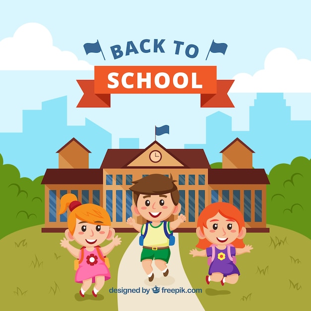 Free Vector Back To School Background With Happy Kids