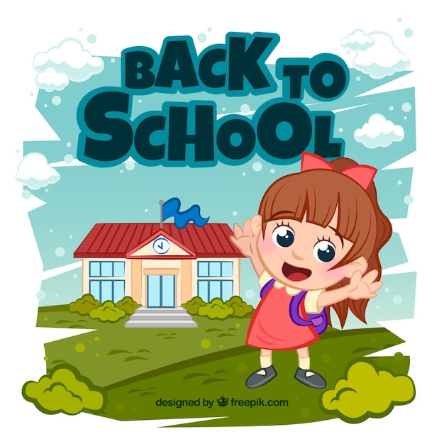 Download Back to school background with happy student Vector | Free ...