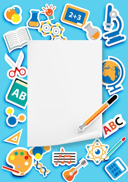 Premium Vector | Back to school background with icon sticker vector