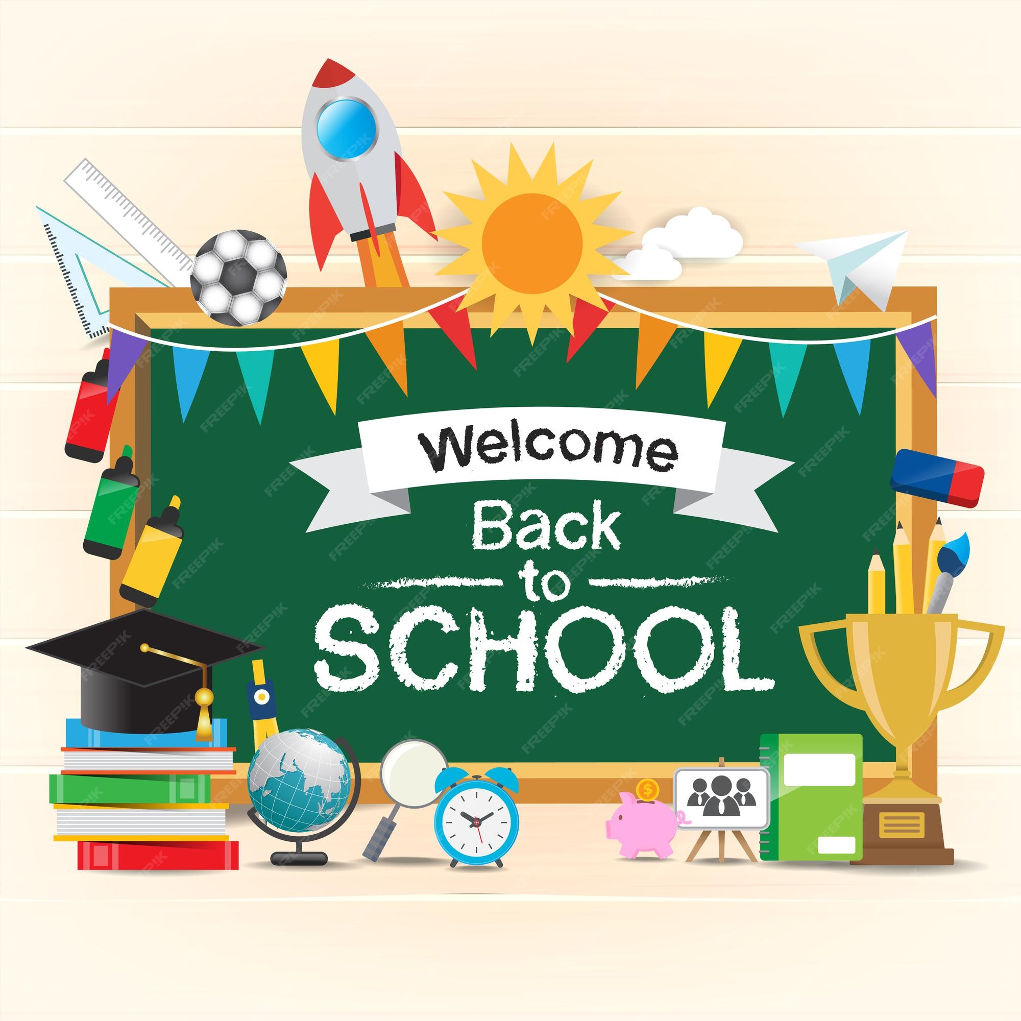 Premium Vector | Back to school background with various elements.