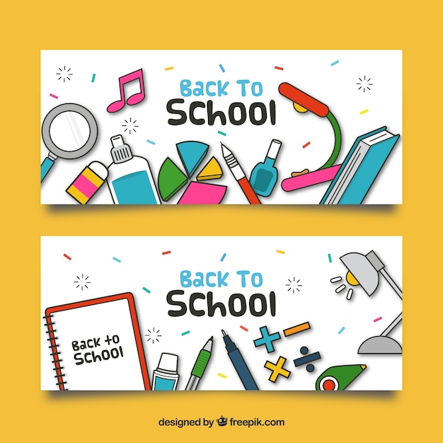 Free Vector | Back to school banners with elements