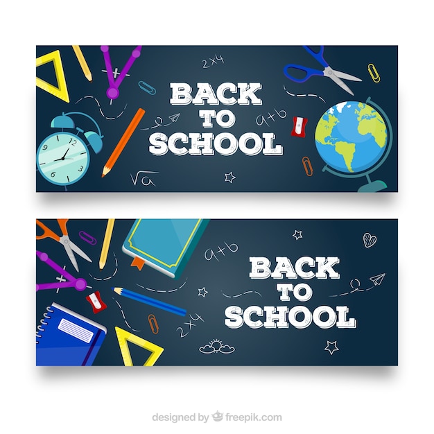 Premium Vector | Back to school banners with flat design