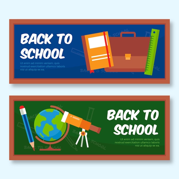 Free Vector | Back to school banners with supplies