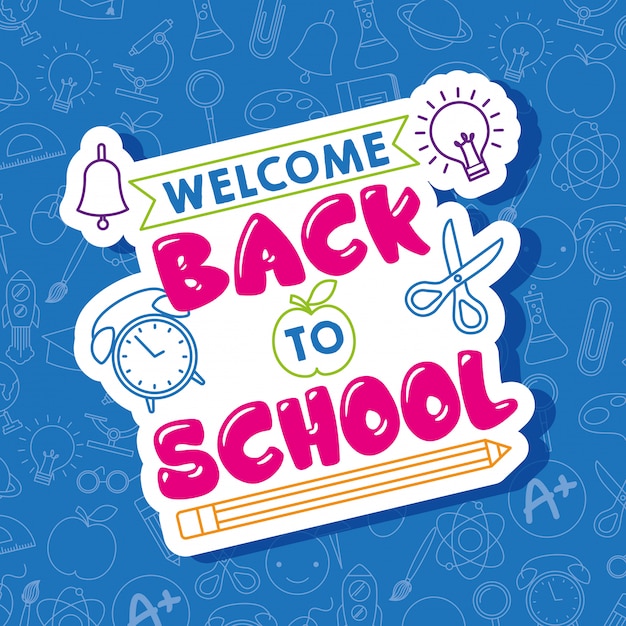 Premium Vector | Back to school card with cartoons