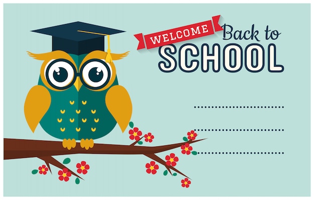 Back to school. card with smart owl and a place for text. Premium Vector