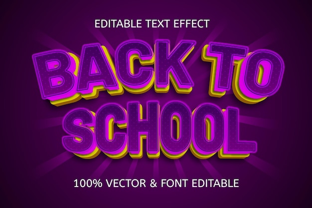 Premium Vector | Back to school color purple yellow editable text effect