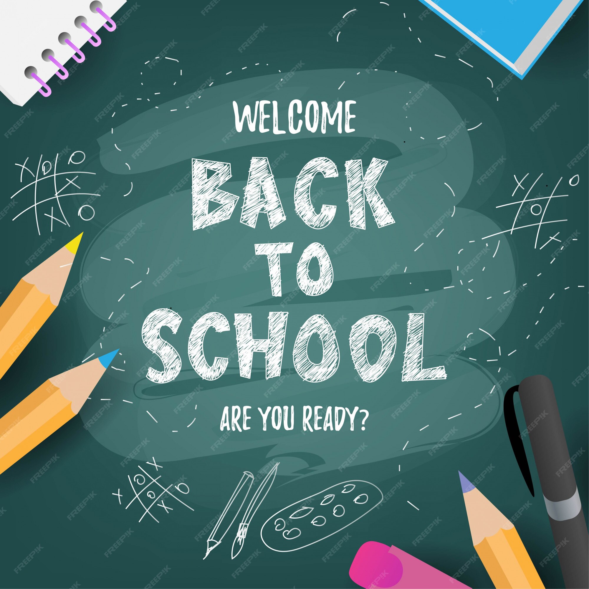 Premium Vector | Back to school cute funny text with school supplies ...