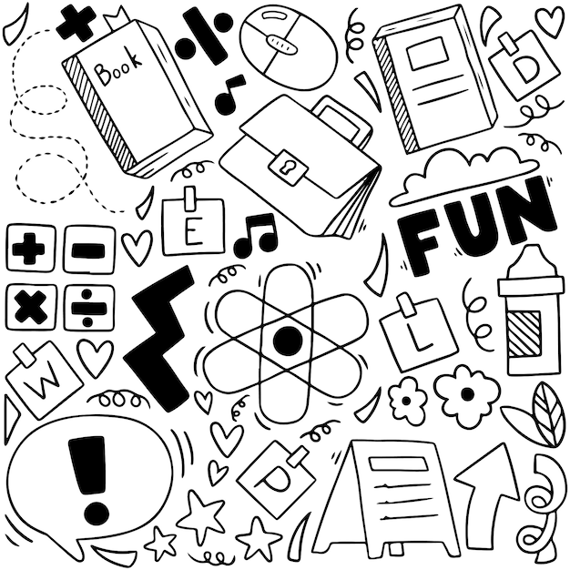 Back To School Doodle Elements Composition Vector 