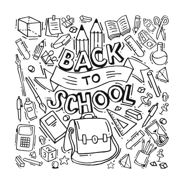 Back to school doodle | Premium Vector