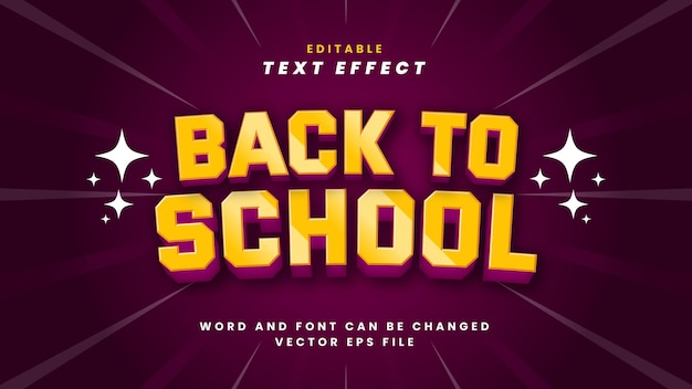 Premium Vector | Back to school editable text effect 3d style