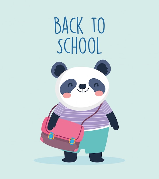 Premium Vector | Back to school education cute little panda with ...