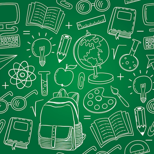 Premium Vector | Back to school elements pattern background