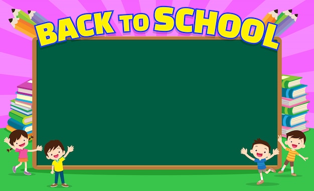 Back to school empty blackboard Premium Vector